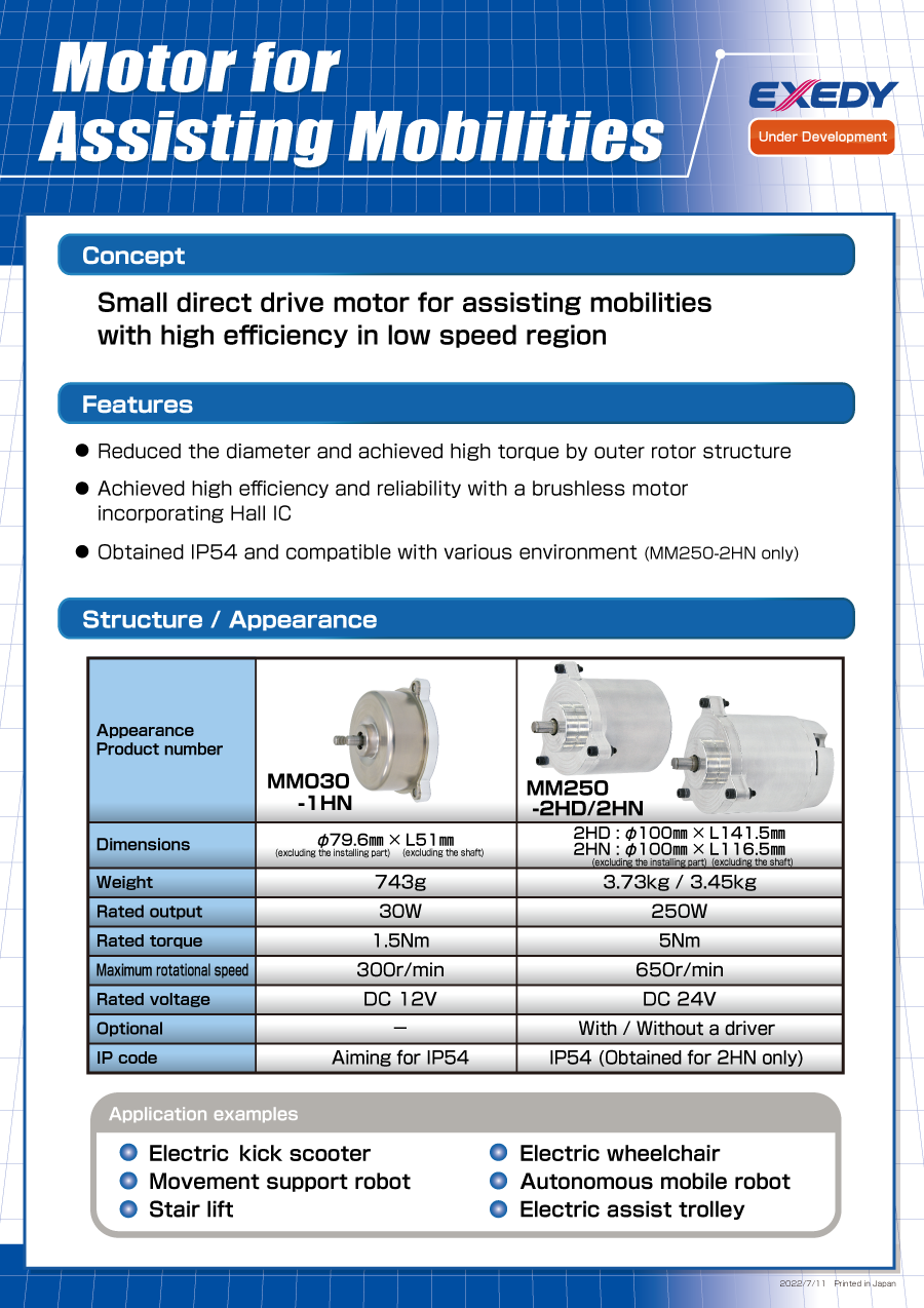 Motors for Assist Mobilities