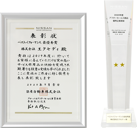 EXEDY received “Best Performance Award” from Nissan Motor Corporation for 12th consecutive year